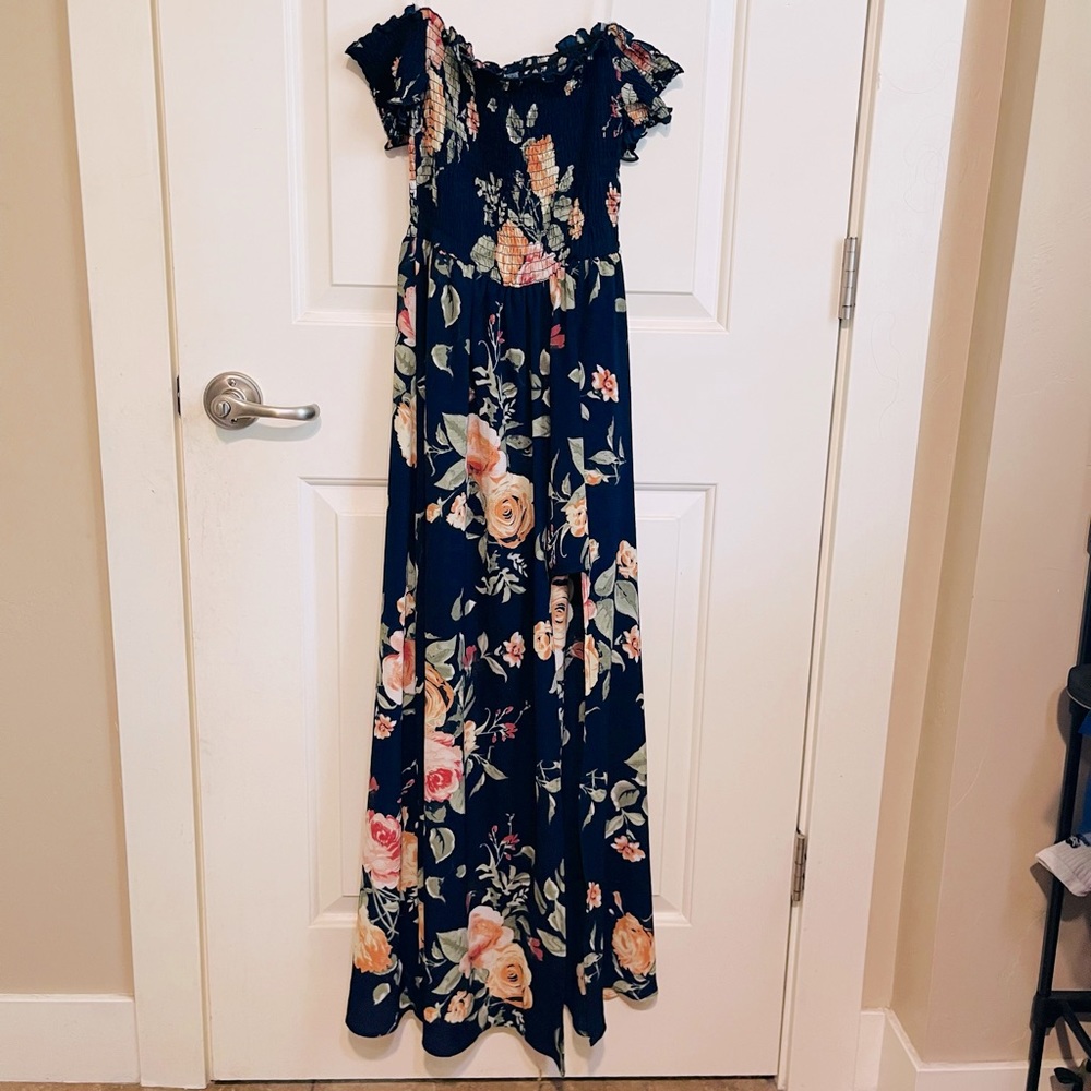 Navy blue floral dress